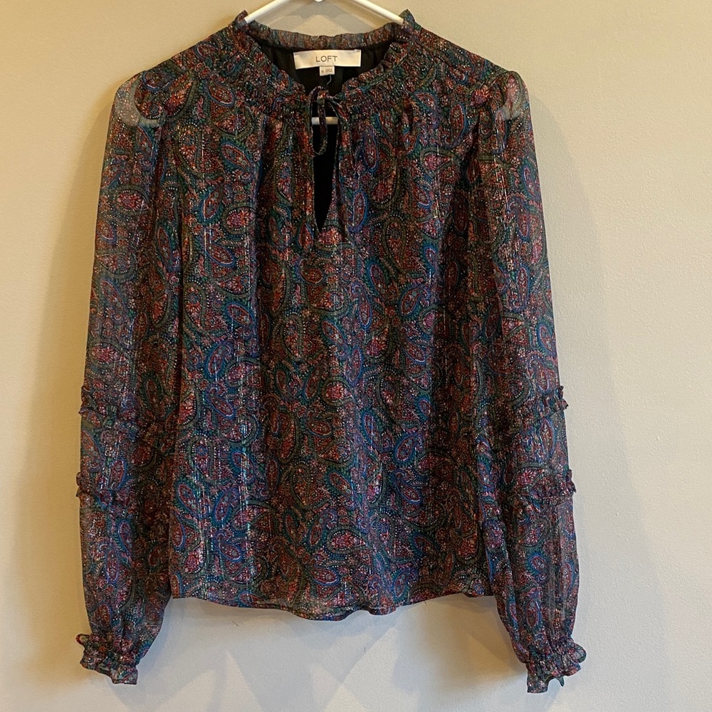 LOFT Multicolor Paisley Blouse